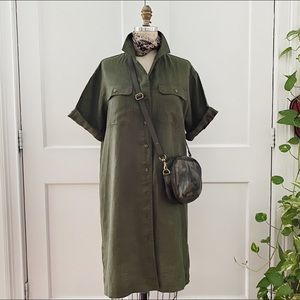 Lou & Grey Army Green Linen S/S Dress
